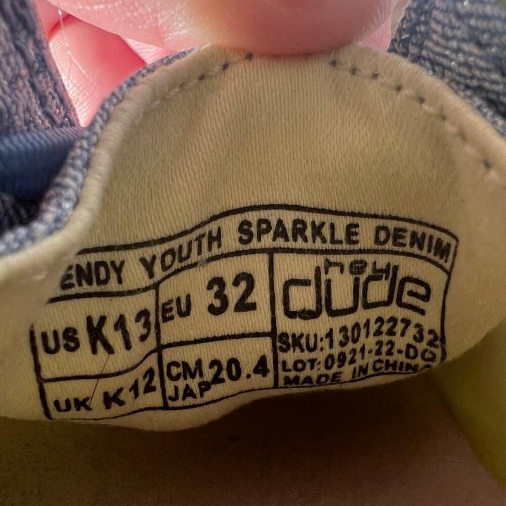 Hey Dude Wendy Youth Sparkle Denim - Size 13 - Picture 10 of 10